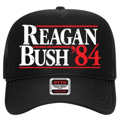 Reagan Bush 84 Vintage Republican High Crown Mesh Back Trucker Hat