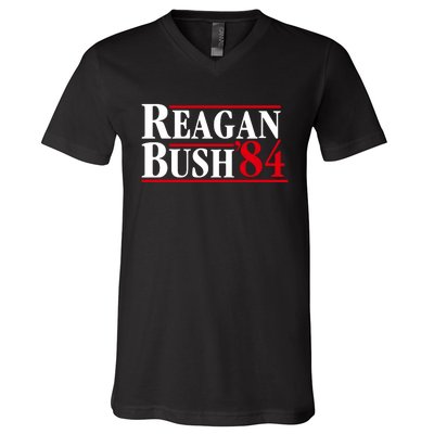 Reagan Bush 84 Shirt Presidential Campaign V-Neck T-Shirt