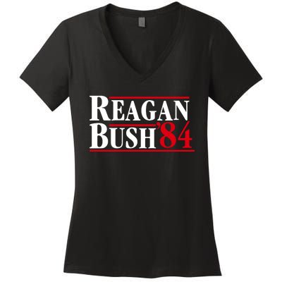 Reagan Bush 84 Shirt Presidential Campaign Women's V-Neck T-Shirt