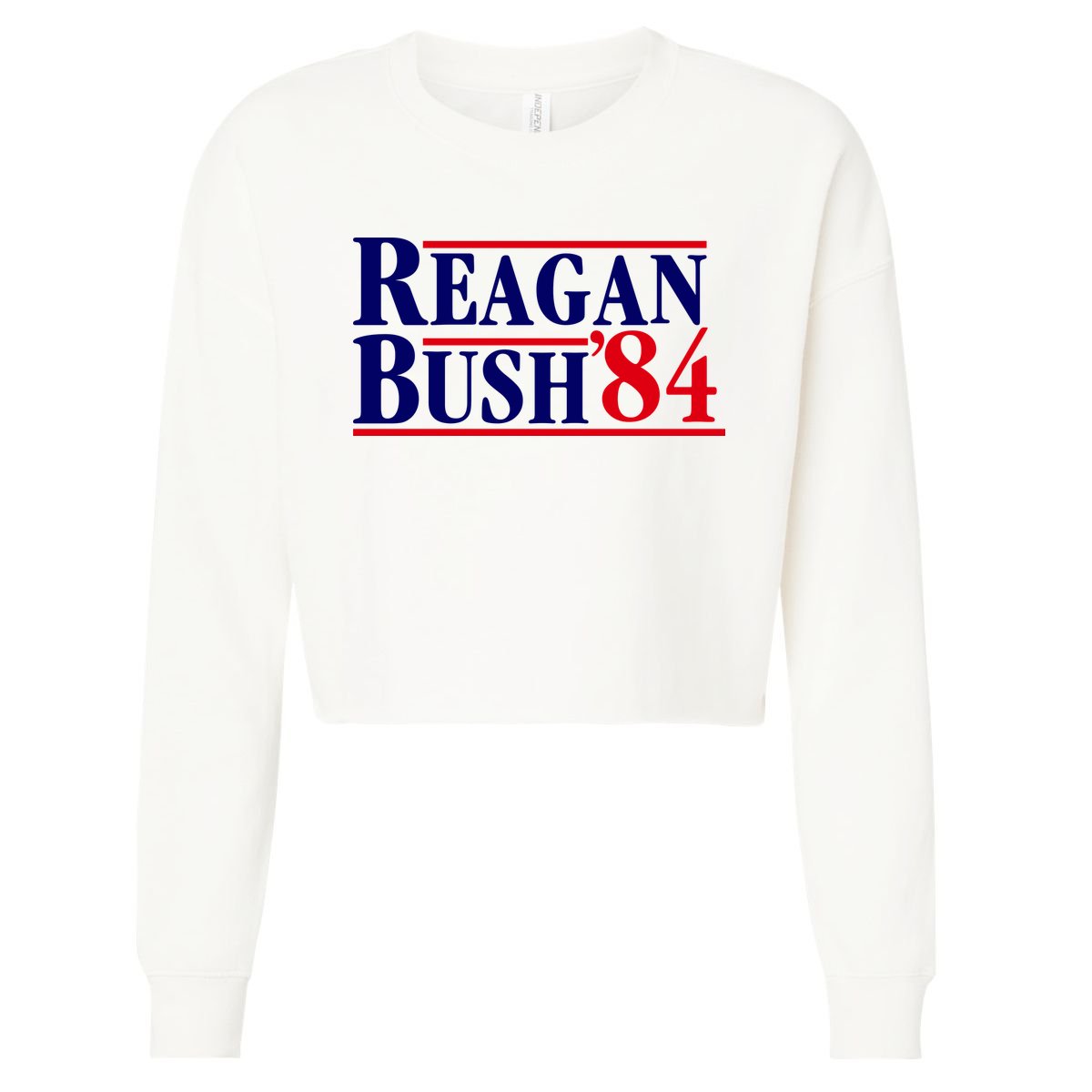 Reagan Bush 84 Shirt Presidential Campaign Cropped Pullover Crew