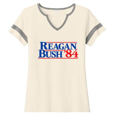 Reagan Bush '84 Vintage Republican Ladies Halftime Notch Neck Tee