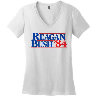 Reagan Bush '84 Vintage Republican Women's V-Neck T-Shirt