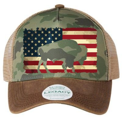 Retro Buffalo American Flag USA Bison Legacy Tie Dye Trucker Hat