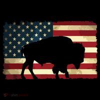 Retro Buffalo American Flag USA Bison Tall T-Shirt