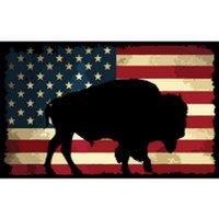 Retro Buffalo American Flag USA Bison Bumper Sticker