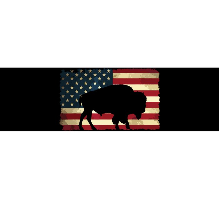 Retro Buffalo American Flag USA Bison Bumper Sticker