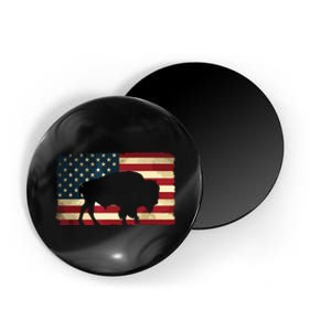 Retro Buffalo American Flag USA Bison Magnet