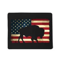 Retro Buffalo American Flag USA Bison Mousepad