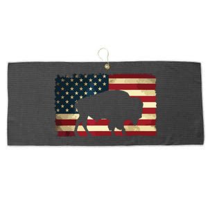 Retro Buffalo American Flag USA Bison Large Microfiber Waffle Golf Towel