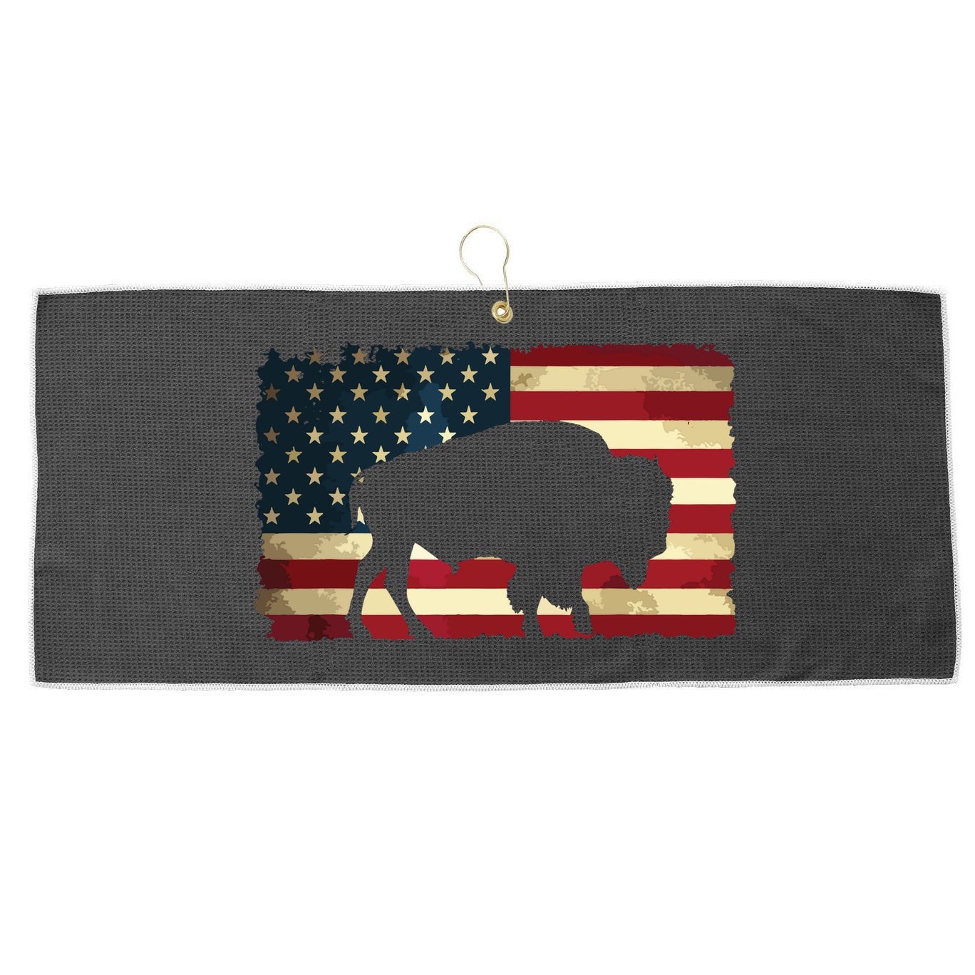 Retro Buffalo American Flag USA Bison Large Microfiber Waffle Golf Towel
