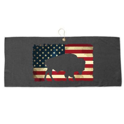 Retro Buffalo American Flag USA Bison Large Microfiber Waffle Golf Towel