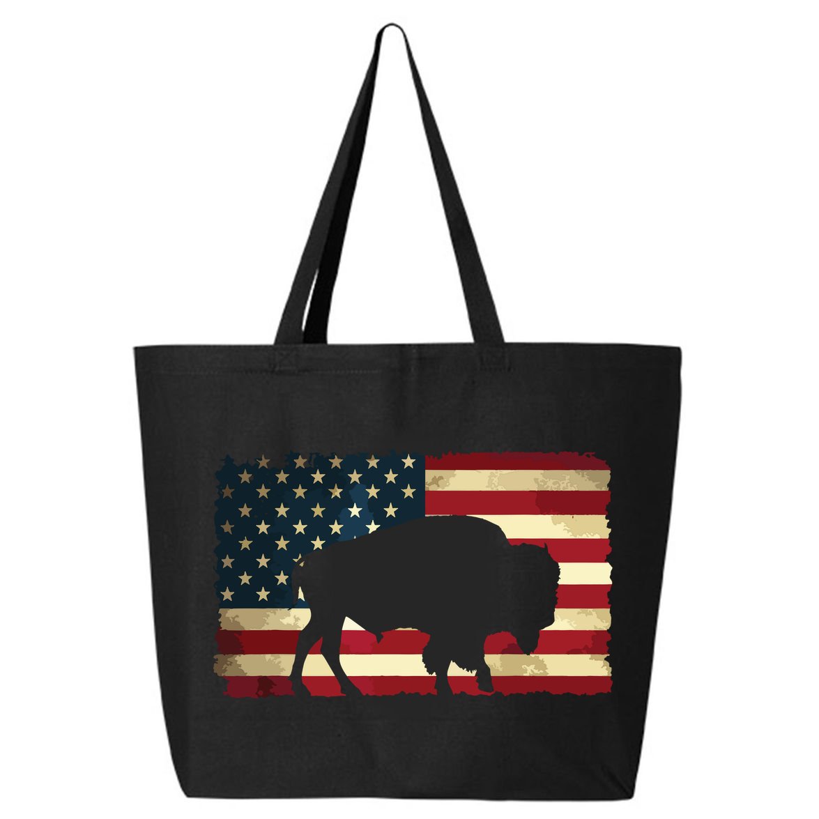 Retro Buffalo American Flag USA Bison 25L Jumbo Tote