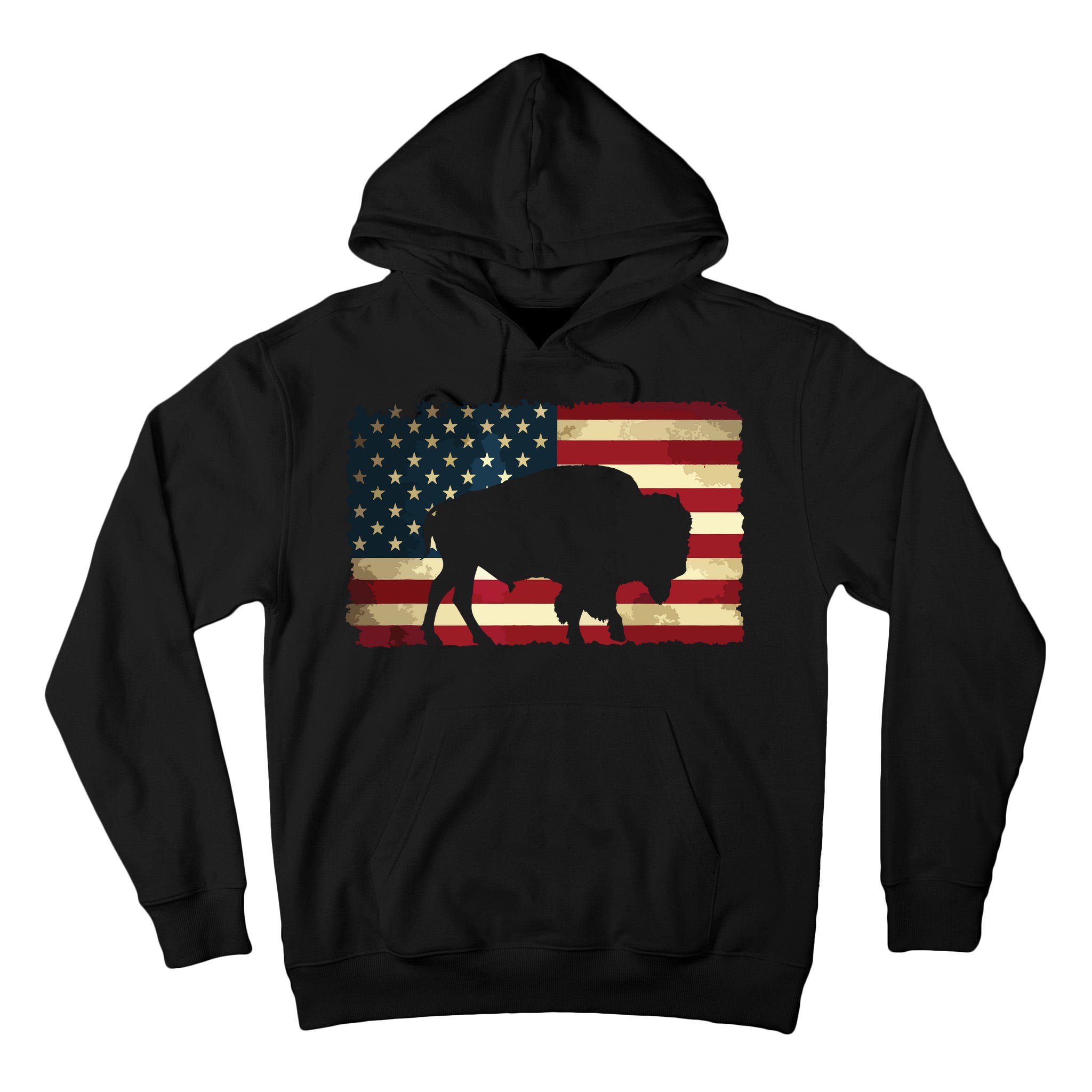 Retro Buffalo American Flag USA Bison Tall Hoodie