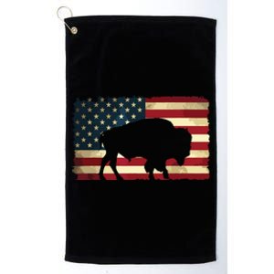 Retro Buffalo American Flag USA Bison Platinum Collection Golf Towel