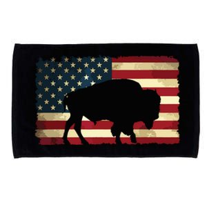 Retro Buffalo American Flag USA Bison Microfiber Hand Towel