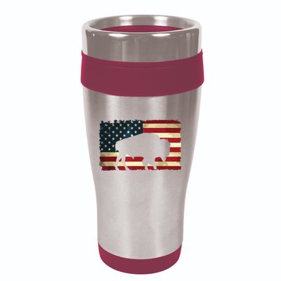 Retro Buffalo American Flag USA Bison 16oz Travel Tumbler