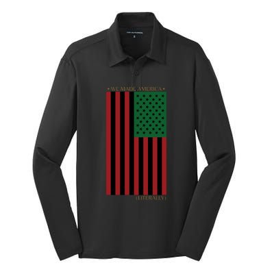 Red Black And Green Flag RBG American Flag Silk Touch Performance Long Sleeve Polo