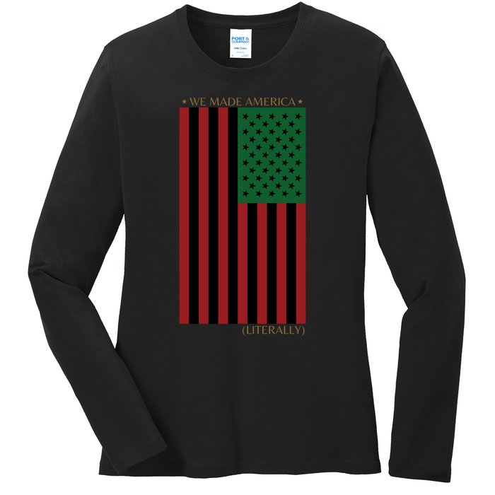 Red Black And Green Flag RBG American Flag Ladies Long Sleeve Shirt