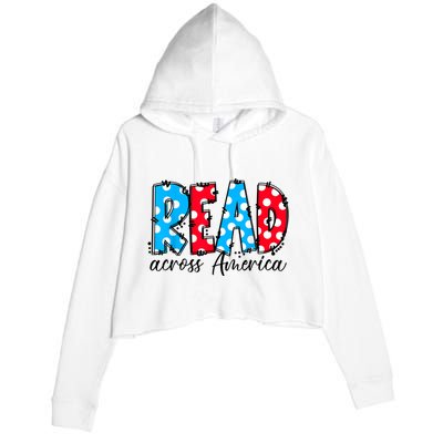 Read Books Across America Funny Bookworm Reader Book Lover Crop Fleece Hoodie