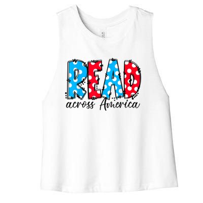 Read Books Across America Funny Bookworm Reader Book Lover Women's Racerback Cropped Tank