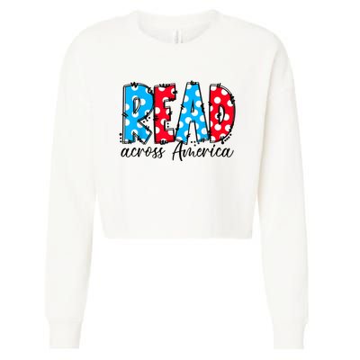 Read Books Across America Funny Bookworm Reader Book Lover Cropped Pullover Crew