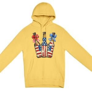 Retro Beer American Flag Usa 4th Of July Party Ing Funny Gift Premium Pullover Hoodie