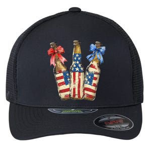 Retro Beer American Flag Usa 4th Of July Party Ing Funny Gift Flexfit Unipanel Trucker Cap