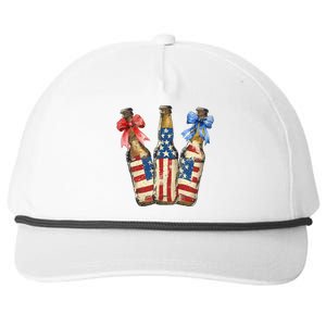 Retro Beer American Flag Usa 4th Of July Party Ing Funny Gift Snapback Five-Panel Rope Hat