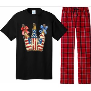 Retro Beer American Flag Usa 4th Of July Party Ing Funny Gift Pajama Set