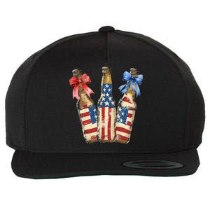 Retro Beer American Flag Usa 4th Of July Party Ing Funny Gift Wool Snapback Cap