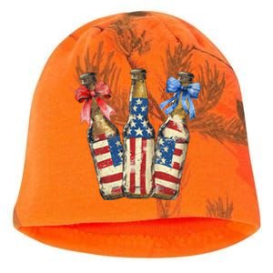 Retro Beer American Flag Usa 4th Of July Party Ing Funny Gift Kati - Camo Knit Beanie