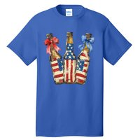 Retro Beer American Flag Usa 4th Of July Party Ing Funny Gift Tall T-Shirt