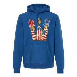 Retro Beer American Flag Usa 4th Of July Party Ing Funny Gift Premium Hoodie