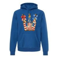 Retro Beer American Flag Usa 4th Of July Party Ing Funny Gift Premium Hoodie