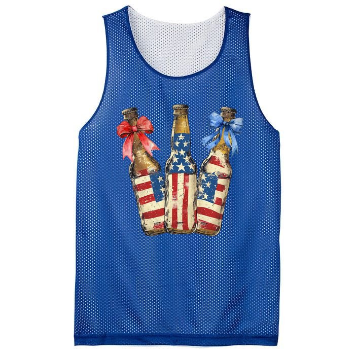 Retro Beer American Flag Usa 4th Of July Party Ing Funny Gift Mesh Reversible Basketball Jersey Tank