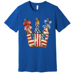 Retro Beer American Flag Usa 4th Of July Party Ing Funny Gift Premium T-Shirt