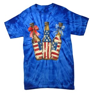 Retro Beer American Flag Usa 4th Of July Party Ing Funny Gift Tie-Dye T-Shirt