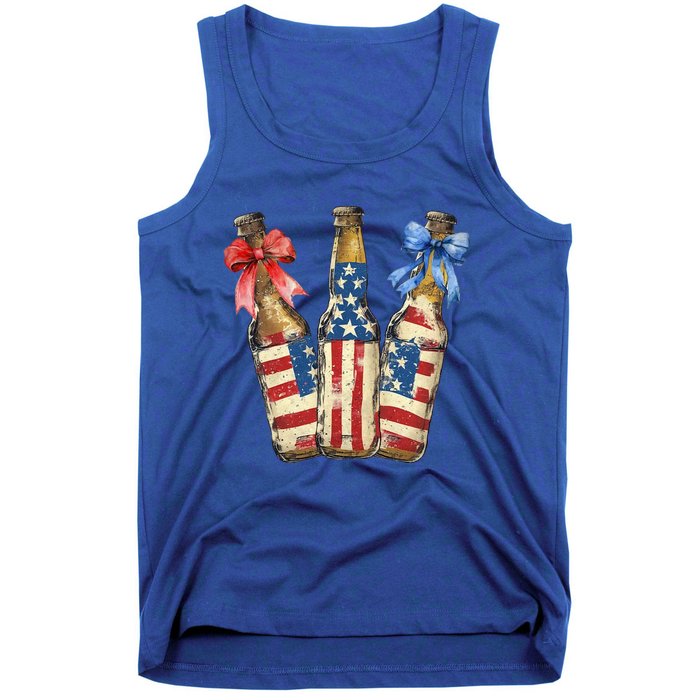 Retro Beer American Flag Usa 4th Of July Party Ing Funny Gift Tank Top