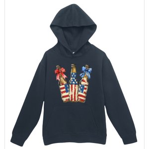 Retro Beer American Flag Usa 4th Of July Party Ing Funny Gift Urban Pullover Hoodie