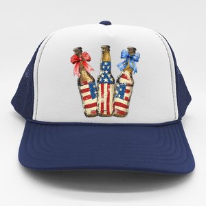 Retro Beer American Flag Usa 4th Of July Party Ing Funny Gift Trucker Hat