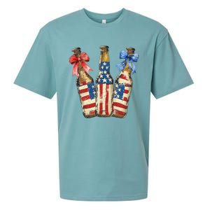 Retro Beer American Flag Usa 4th Of July Party Ing Funny Gift Sueded Cloud Jersey T-Shirt