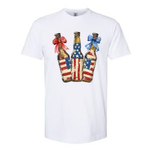 Retro Beer American Flag Usa 4th Of July Party Ing Funny Gift Softstyle CVC T-Shirt