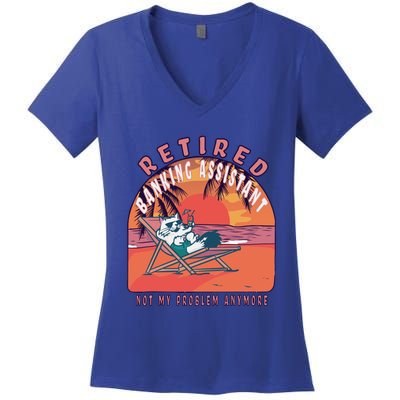 Retired Banking Assistant Funny Vintage Retiret Gift Women's V-Neck T-Shirt