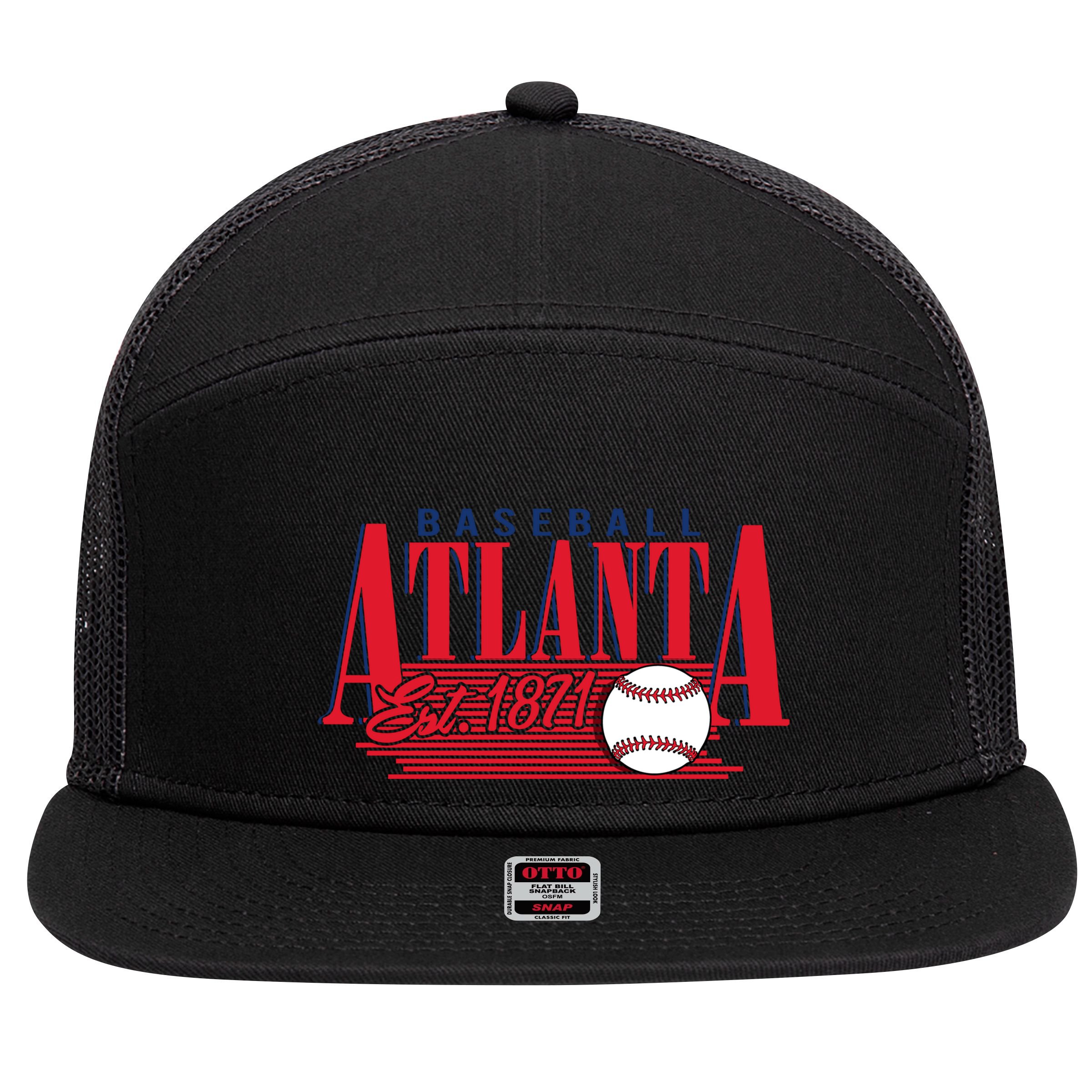 Retro Baseball Atlanta Est 1871 7 Panel Mesh Trucker Snapback Hat