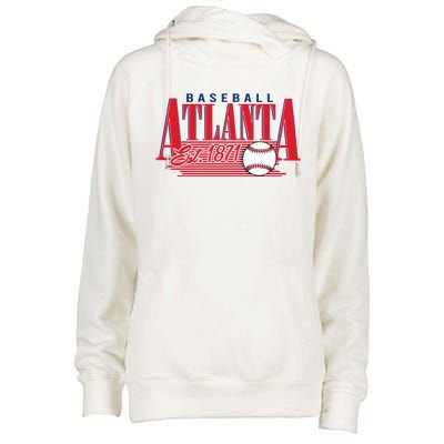 Retro Baseball Atlanta Est 1871 Womens Funnel Neck Pullover Hood