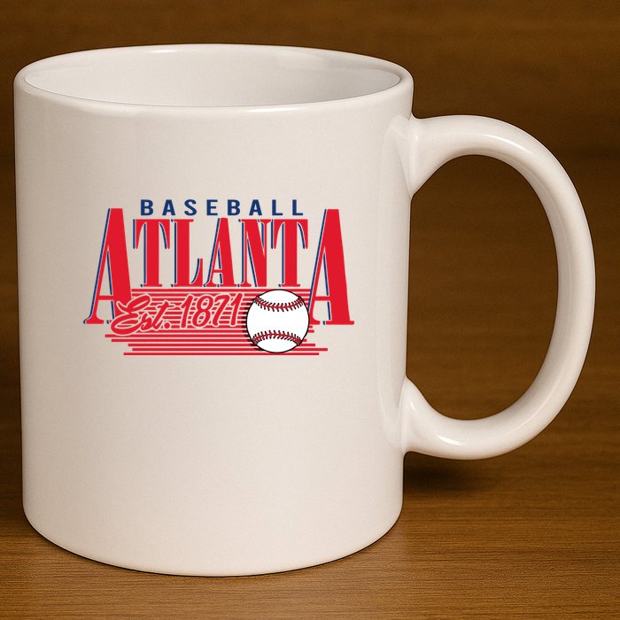 Retro Baseball Atlanta Est 1871 11oz C Handle Ceramic Mug