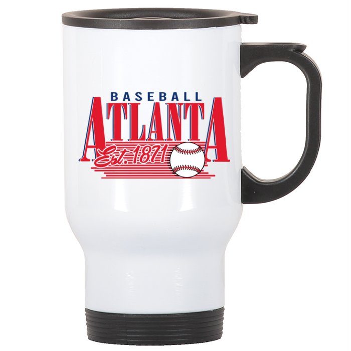 Retro Baseball Atlanta Est 1871 Stainless Steel Travel Mug