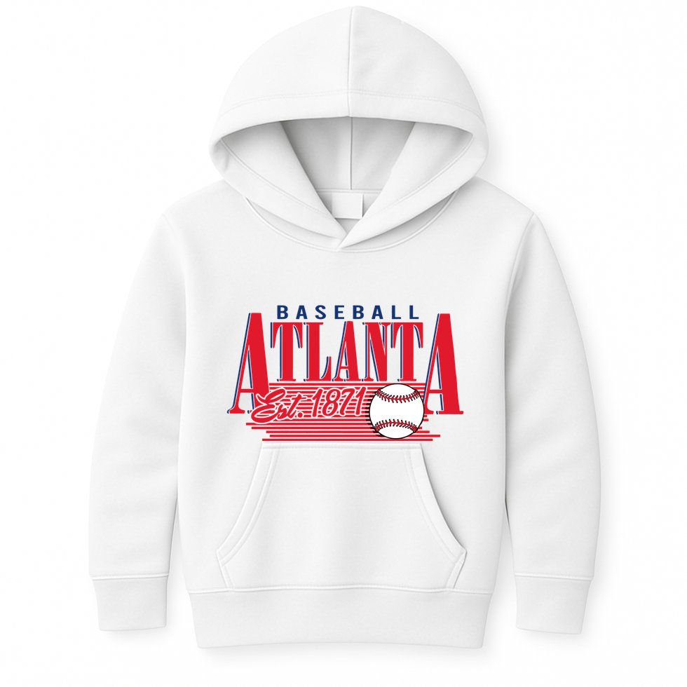 Retro Baseball Atlanta Est 1871 Kids Hoodie
