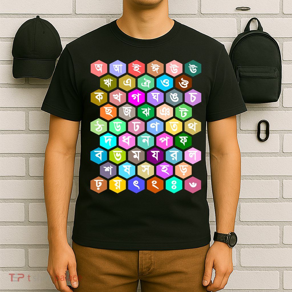 Rainbow Bangla Alphabets Letters Learning Bengali T-Shirt