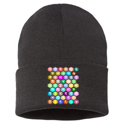 Rainbow Bangla Alphabets Letters Learning Bengali Sustainable Knit Beanie